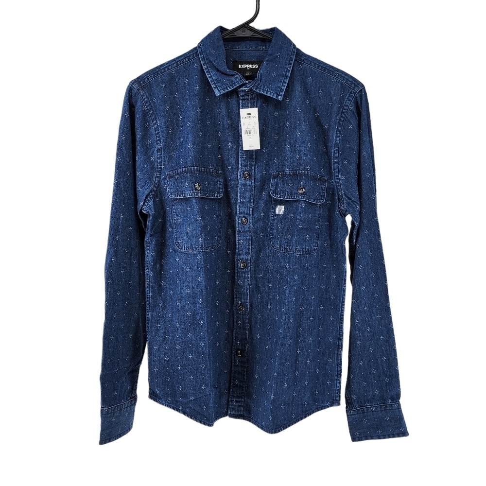 Express Men's Long Sleeve Button Down Denim Shirt - XS